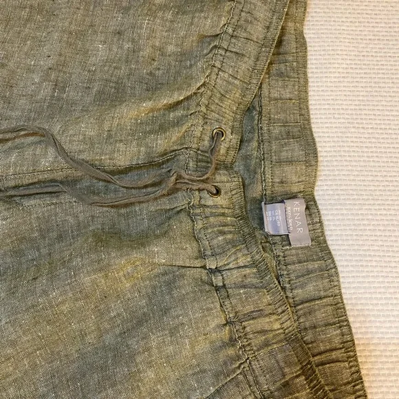 Olive Green 100% Linen Pants - Picture 4 of 4